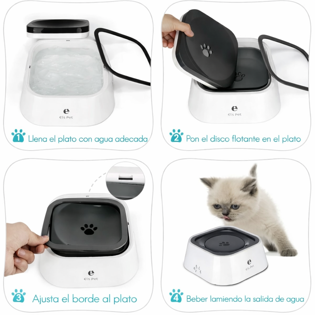 Plato Inteligente Antisalpicaduras: Pisos Secos y Agua Limpia